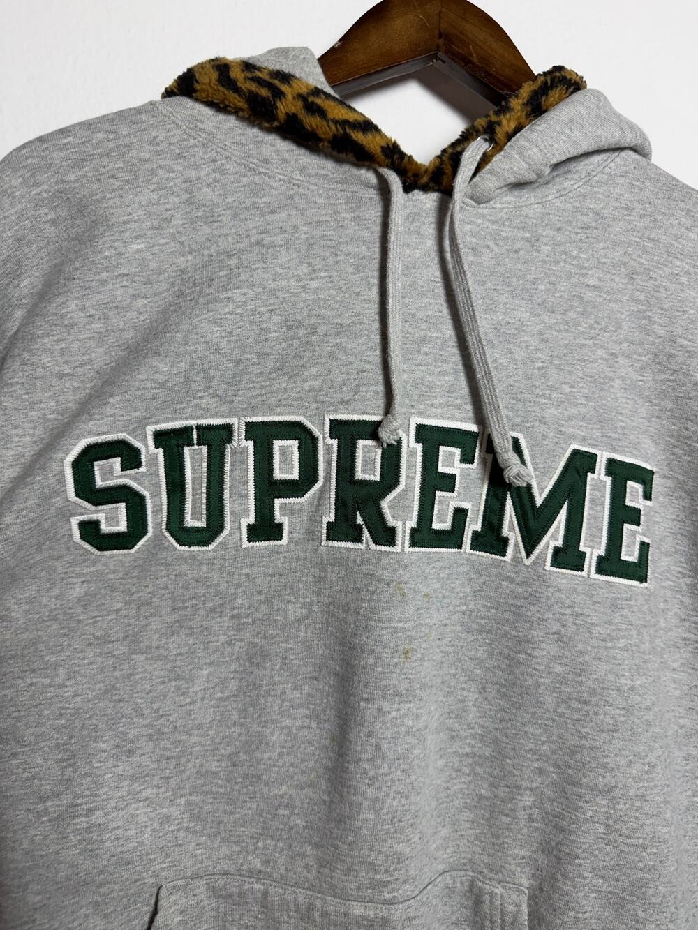 Supreme Leopard Trim Hooded Sweatshirt